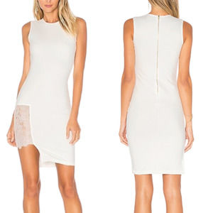 Lurelly White Sleeveless Round Neck Lace Inset Manhattan Mini Dress Size 4